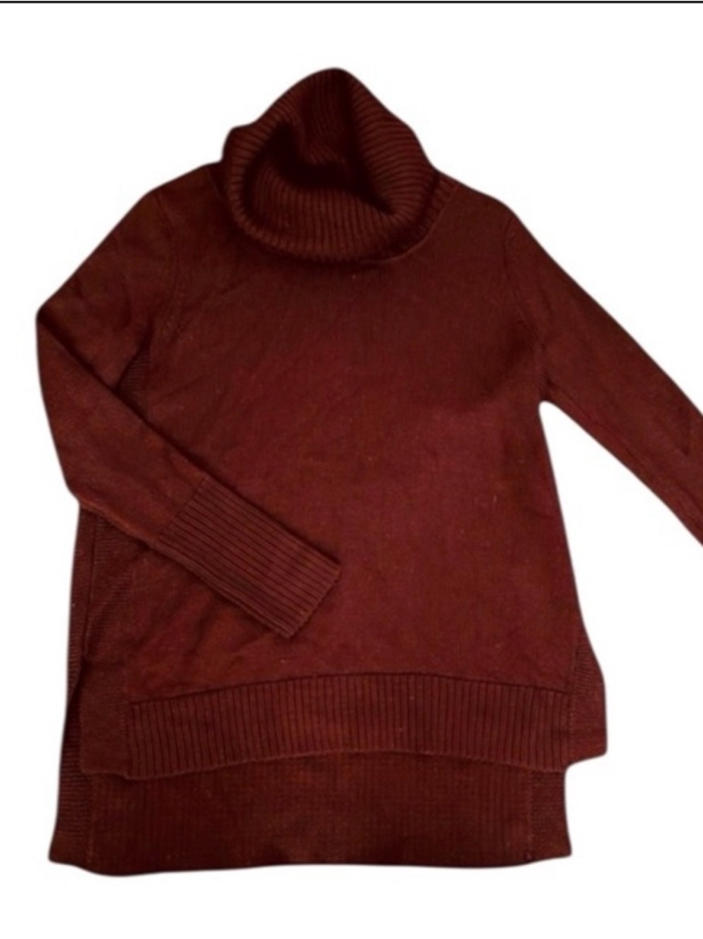Tahari Merino Wool Blend Deep Burgundy Turtleneck Sweater Size M